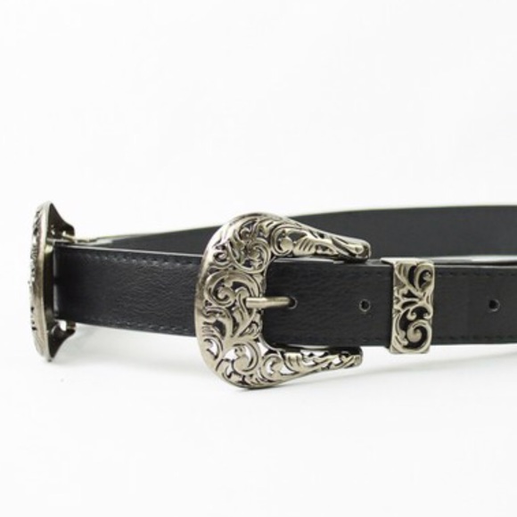 GIGI▪️ double buckle belt black silver - Picture 3 of 3